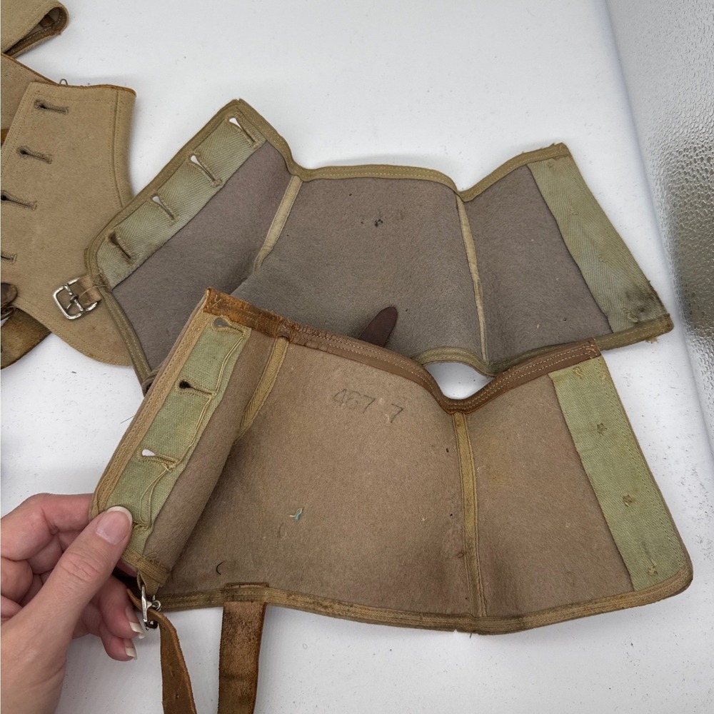 Antique Vintage Spats Gaiters Lot 4 Pairs 1 Single Wool Canvas Leather England - Picture 3 of 14